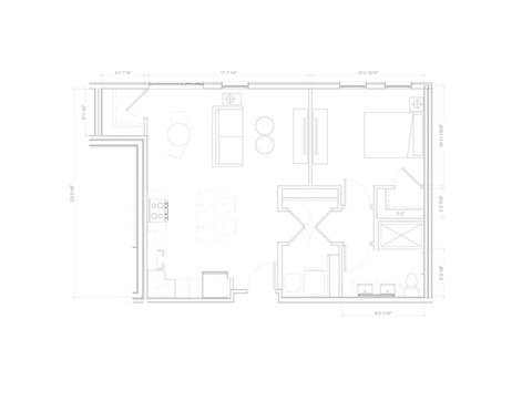 Floor plan for 1 bed, 1 bath, 720 sqft